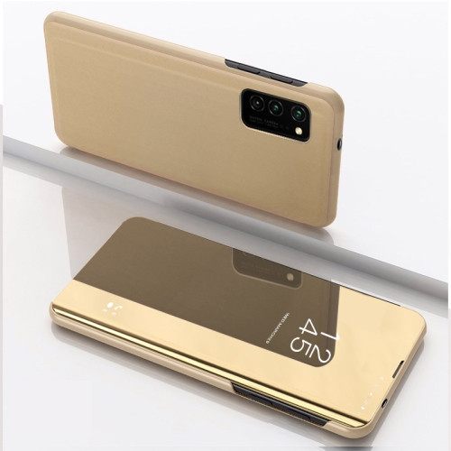 Plated Mirror Horizontal Flip Leather Case with Holder for Huawei P40 Pro (Gold)