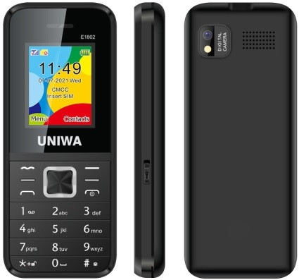 UNIWA E1802 2G Dual Sim Mobile Phone Black