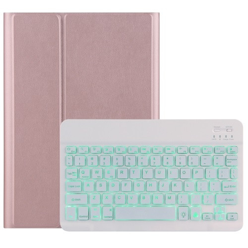 DY-E10 2 in 1 Removable Bluetooth Keyboard + Protective Leather Case with Backlight & Holder for Lenovo Tab E10 (Rose Gold)
