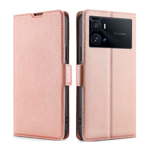 Ultra-thin Voltage Side Buckle Horizontal Flip Leather Phone Case for Vivo iQOO 9 Pro (Rose Gold)