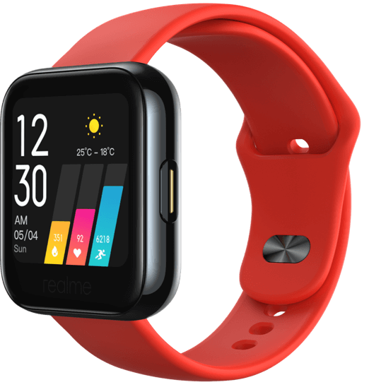 Realme Watch Black with Red Fashion Strap