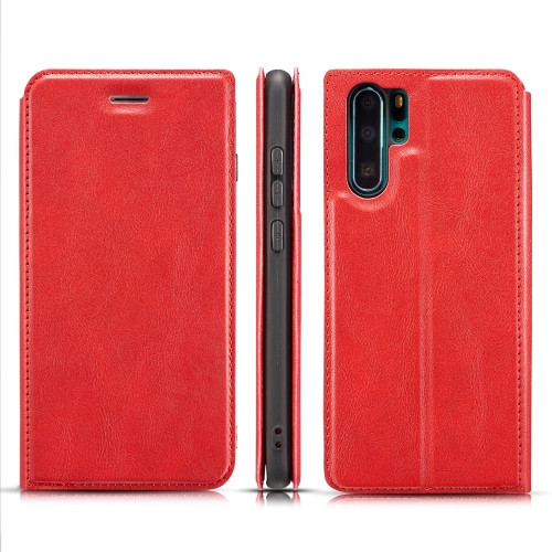 Retro Simple Ultra-thin Magnetic Leather Case with Holder & Card Slots & Lanyard for Galaxy Note 10+(Red)