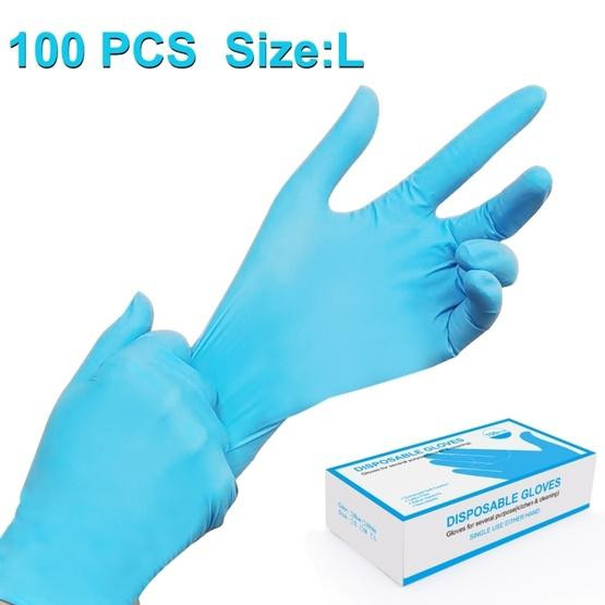 (100 pcs/Set) Blue Disposable Butyronitrile Gloves Housework Supplies, Size: L, Suitable for Palm Width: 9cm-10cm