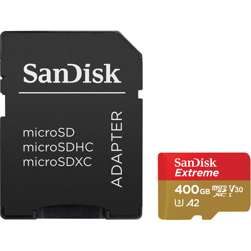 Sandisk Extreme A2 400GB (U3) V30 160mbs MicroSD with SD Adapter