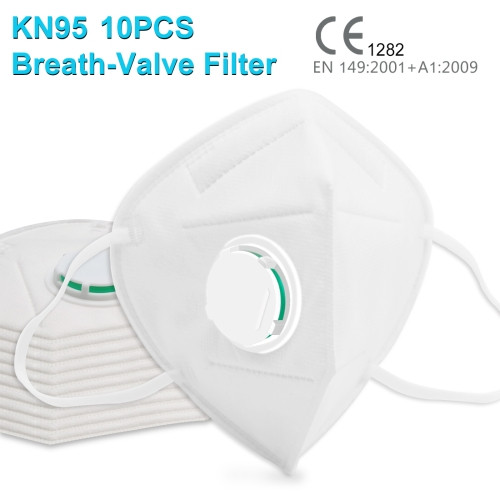 (10 pcs/Set) CE Certified KN95 n95 Breathable Respirator Dustproof Antiviral Anti-fog Protective Face Mask with Breath-Valve Filter