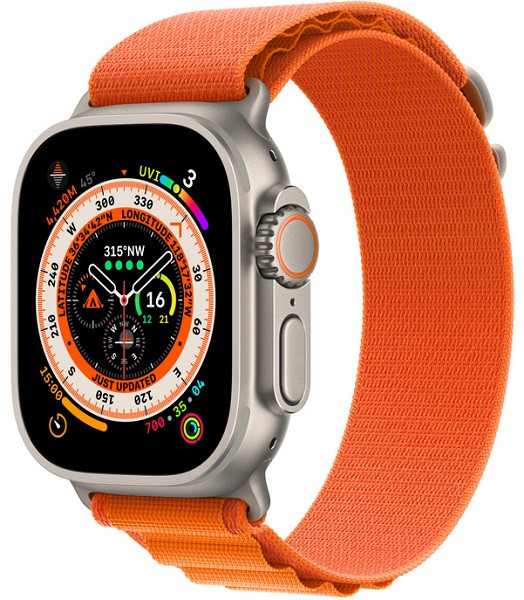 Apple Watch Ultra GPS + Cellular 49mm Titanium Case with Orange Alpine Loop