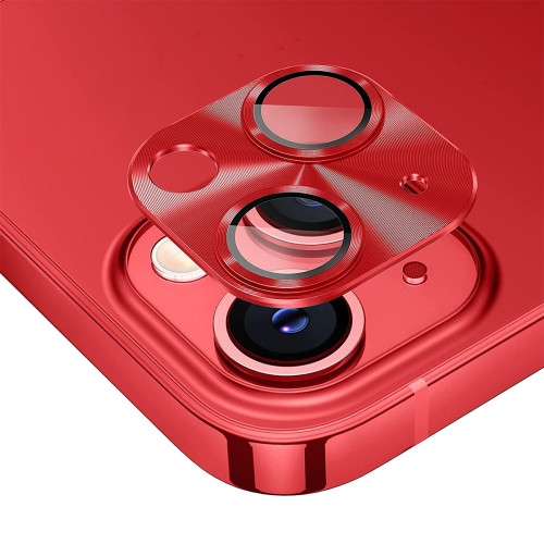 ENKAY Aluminium Alloy Tempered Glass Lens Cover Film for iPhone 14 / 14 Plus (Red)