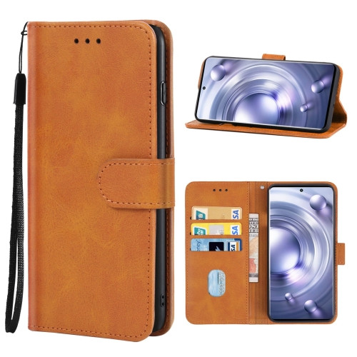 Leather Phone Case for Vivo X80 Pro (Brown)