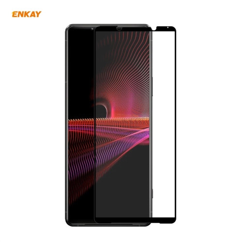 ENKAY Hat-Prince Full Glue 0.26mm 9H 2.5D Tempered Glass Full Coverage Film for Sony Xperia 1 III