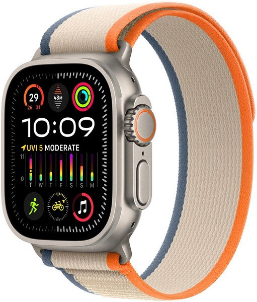 Apple Watch Ultra 2 GPS + Cellular 49mm Titanium Case with S/M Orange/Beige Trail Loop