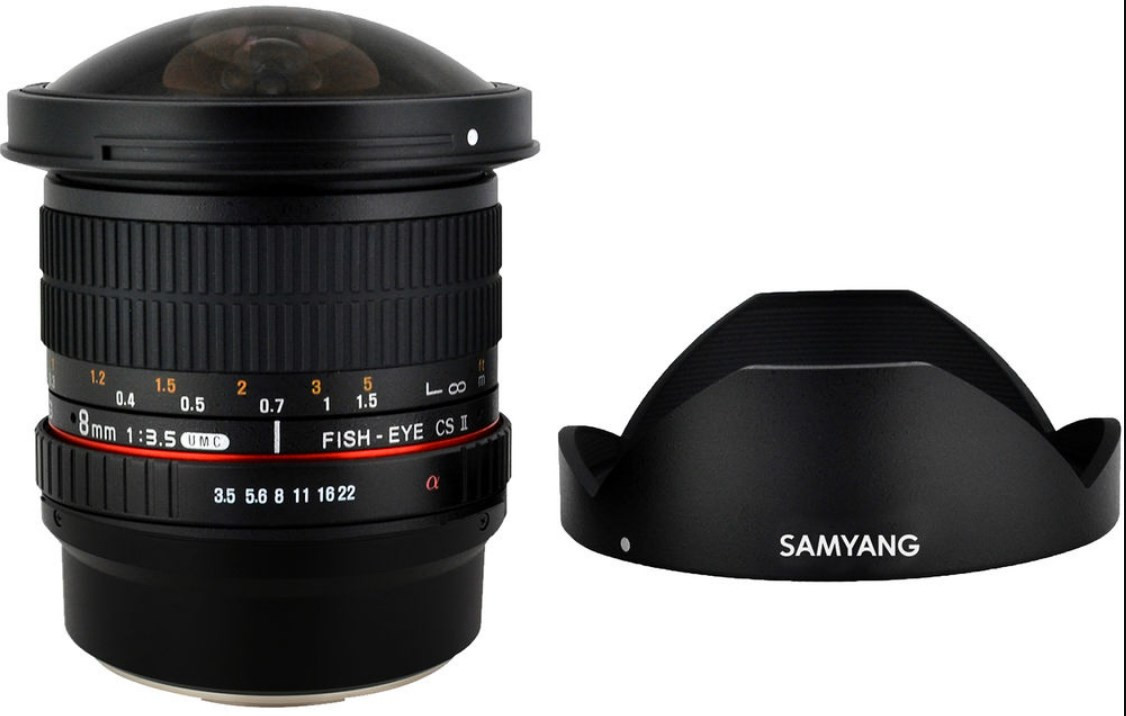 Samyang 8mm f/3.5 Fisheye Lens CS II with hood (Sony E Mount)
