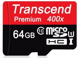 Transcend 64GB T-Flash/Micro Class 10 (400X)