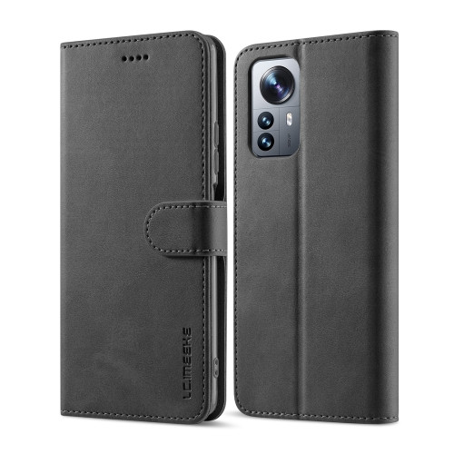 LC.IMEEKE Calf Texture Leather Phone Case for Xiaomi 12S Pro (Black)