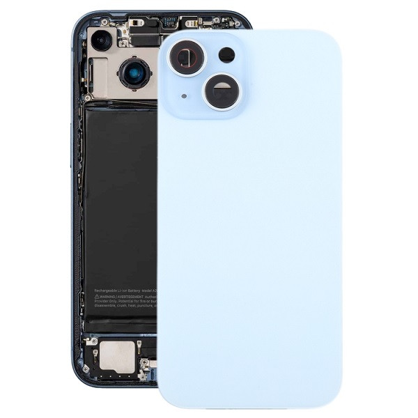 Glass Battery Back Cover with Camera Lens Cover for iPhone 15 Plus (Blue)