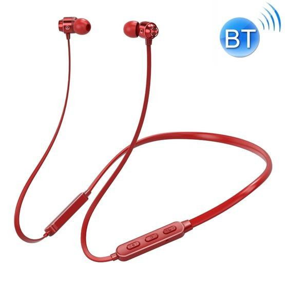 Bluetooth 5.0 Neck-mounted Wire-controlled Bluetooth Sports Earphone with Magnetic Adsorption Function(Red)