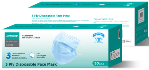 Disposable Face Mask -JOYROOM JR-CY302 3 ply 50pcs