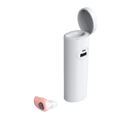 V21 Mini Single Ear Stereo Bluetooth V5.0 Wireless Earphones with Charging Box (Pink)