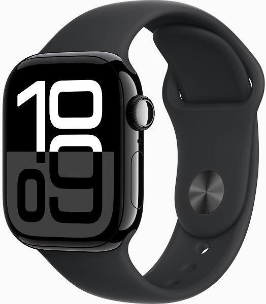 Apple Watch Series 10 GPS 42mm Jet Black Aluminium Case with S/M Black Sport Band