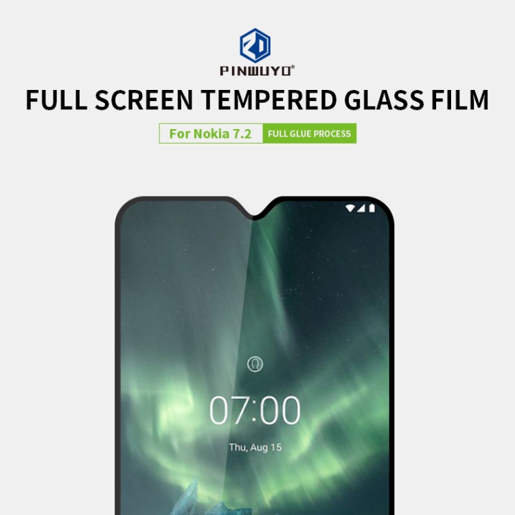 PINWUYO 9H 2.5D Full Screen Tempered Glass Film for Nokia 7.2 (Black)