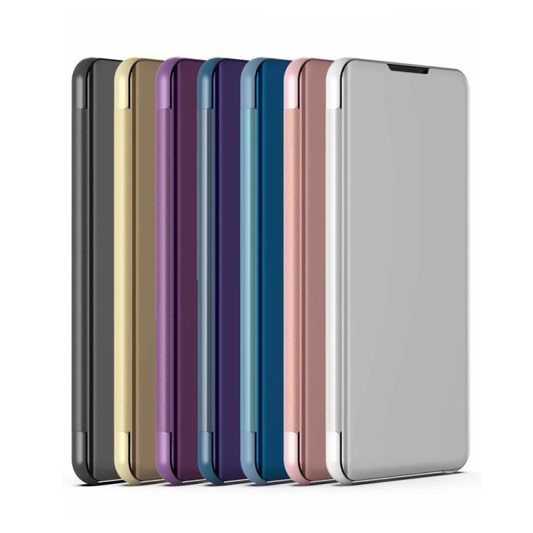 Plated Mirror Horizontal Flip Leather Case with Holder for Huawei P40 Pro (Purple Blue)
