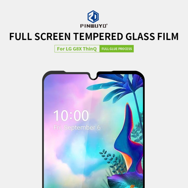 PINWUYO 9H 2.5D Full Screen Tempered Glass Film for LG G8X ThinQ (Black)