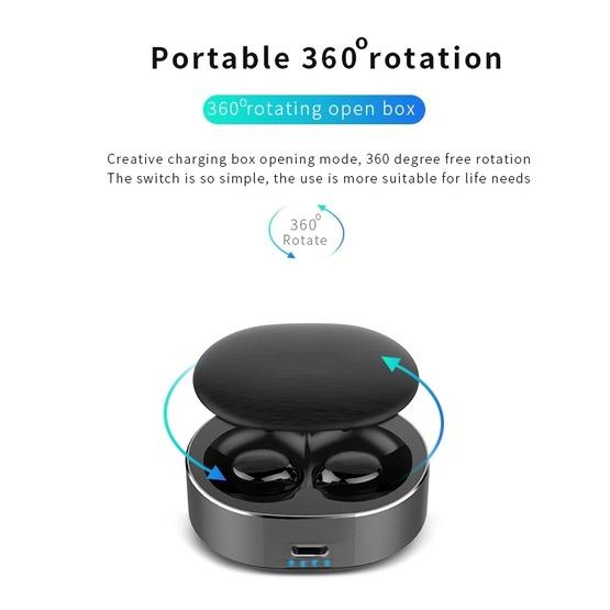B20 Mini Portable In-ear Noise Reduction Bluetooth V5.0 Stereo Earphone with 360 Degrees Rotation Charging Box (Rose Gold)
