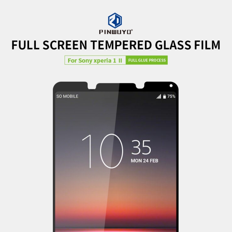 PINWUYO 9H 2.5D Full Screen Tempered Glass Film for Sony Xperia 1 II (Black)