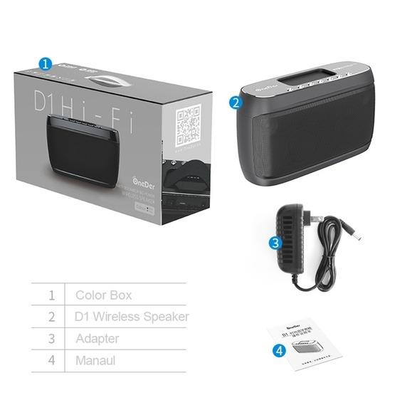 OneDer D1 60W Portable HiFi Bass Wireless Bluetooth Speaker Grey
