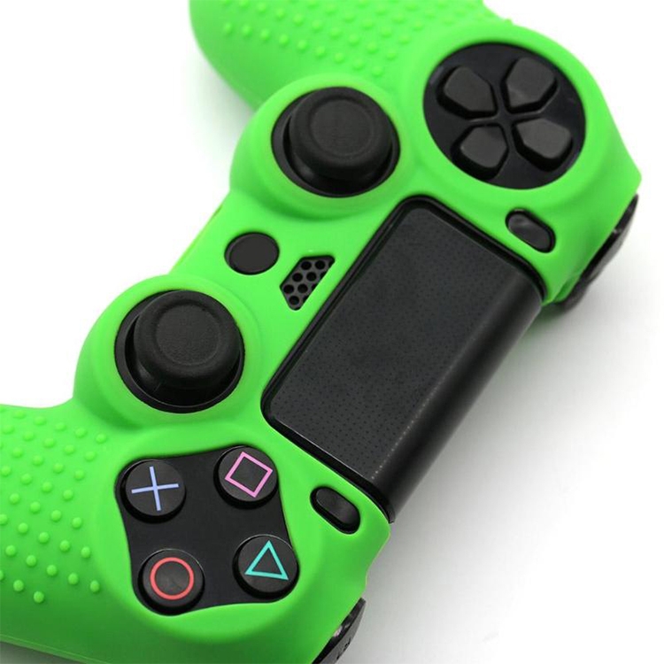 Non-slip Silicone Protective Case for Sony PS4 (Black+green)