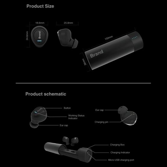 Universe XHH-ES62 IPX5 Waterproof Noise Reduction Earbuds Sports Wireless Bluetooth V4.2 Headset with Charging Case Purple