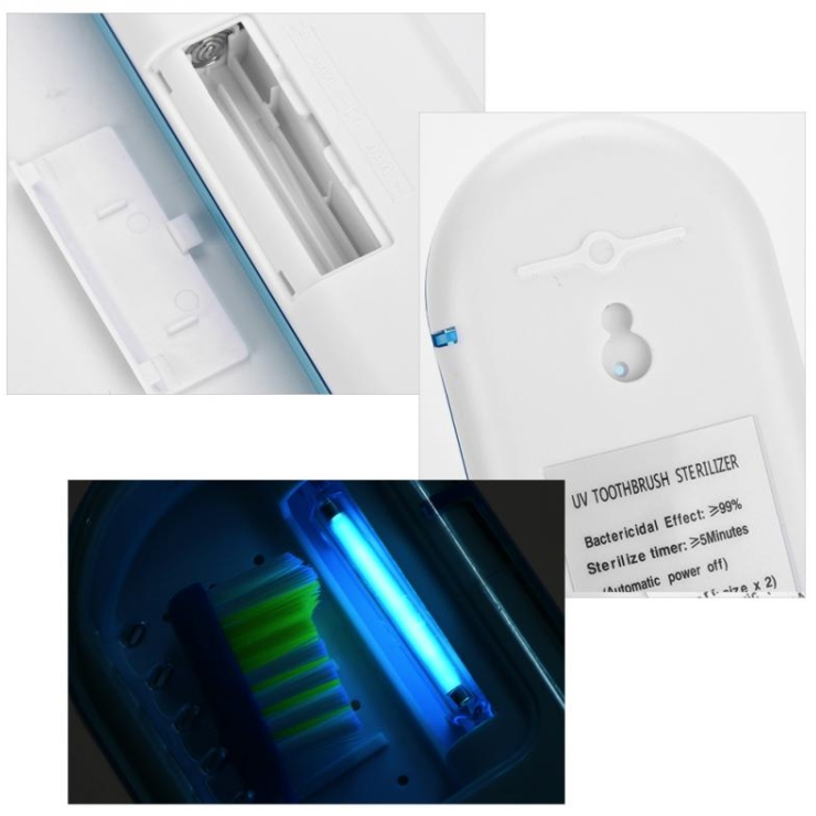 UV LED Light Travel Automatic Toothbrush Sterilizer Box Tooth Brush Disinfection Box (Blue)