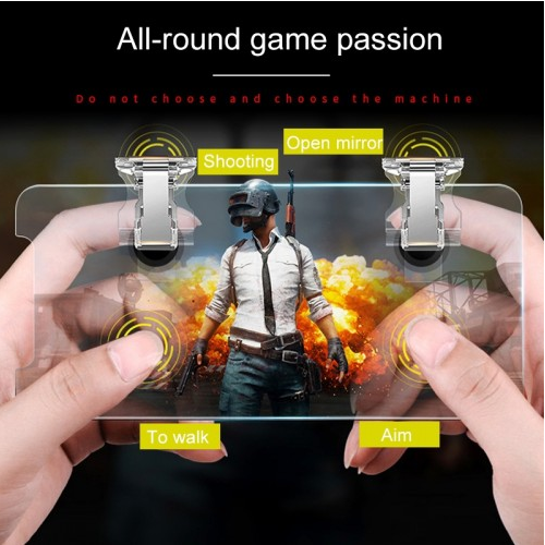 S4 Metal Press Eat Chicken Mobile Phone Trigger Shooting Controller Button Handle (Transparent)
