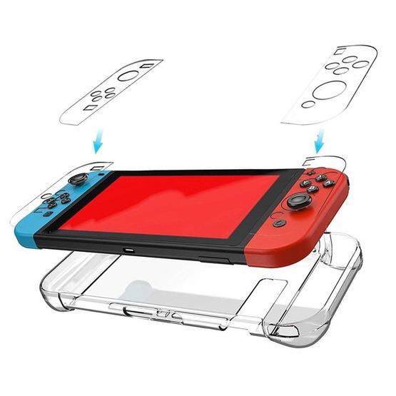 Hard PC Protection Cover for Nintendo Switch NS Case Detachable Crystal Plastic Shell Console Controller Accessories(Black)